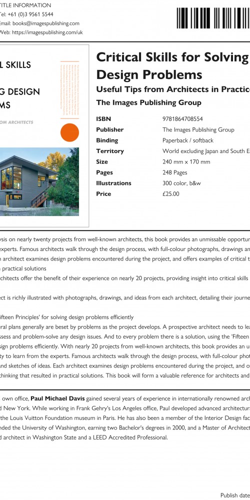 Critical Skills for Solving Design Problems Datasheet